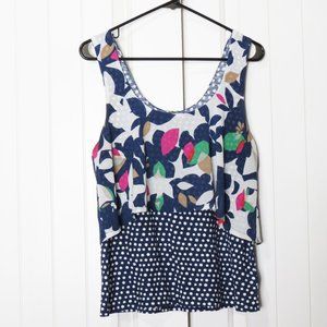 Anthropologie Meadow Rue Top Sz Medium Blue White